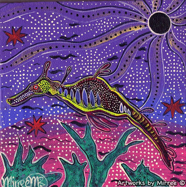 Sydney Weedy Seadragon Framed Canvas Print by Mirree Contemporary Aboriginal Art